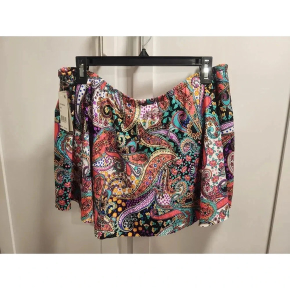 NWT Kenneth Cole Paisley Tummy Control Swim Shorts 1X - Picture 3 of 12